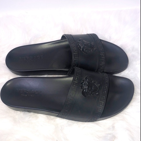 Versace \'Medusa Head\' Unisex Black Slides Sandals - Size 9 / COA main image 7